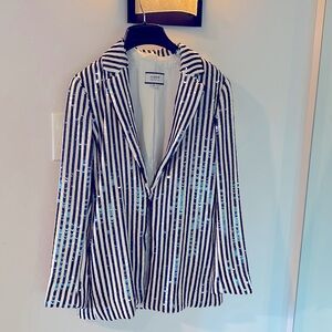 J.crew collection sequin striped blazer size xs euc